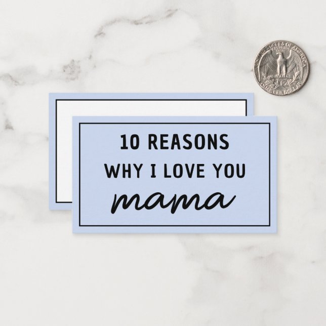 Reasons Why I Love You Mom Mother's Day Cute Note Card (Front/Back In Situ)