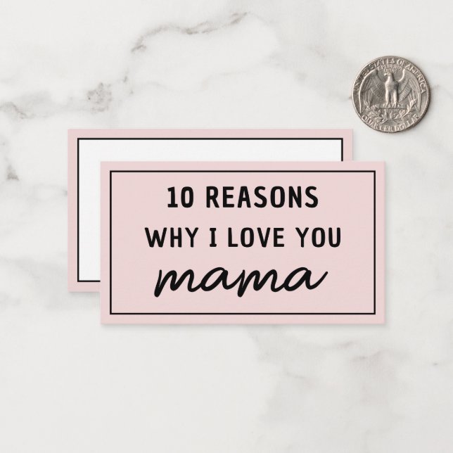 Reasons Why I Love You Mom Mother's Day Cute Note Card (Front/Back In Situ)