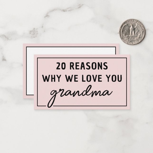 Reasons Why We Love You Grandma Cute Note Card (Front/Back In Situ)