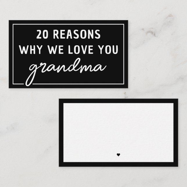 Reasons Why We Love You Grandma Cute Note Card (Front/Back)