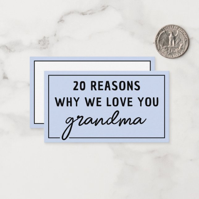 Reasons Why We Love You Grandma Cute Note Card (Front/Back In Situ)