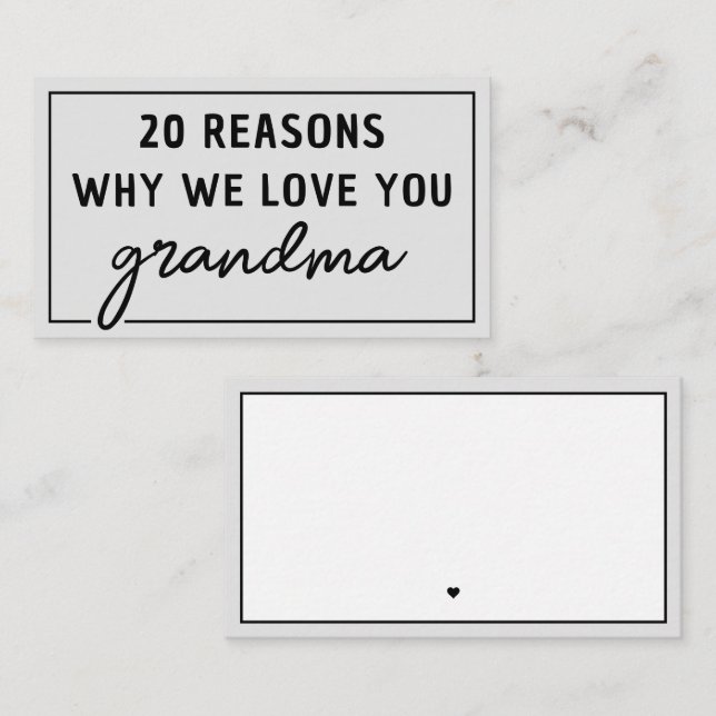 Reasons Why We Love You Grandma Cute Note Card (Front/Back)
