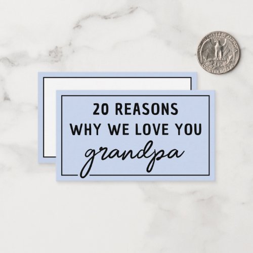 Reasons Why We Love You Grandpa Cute Note Card