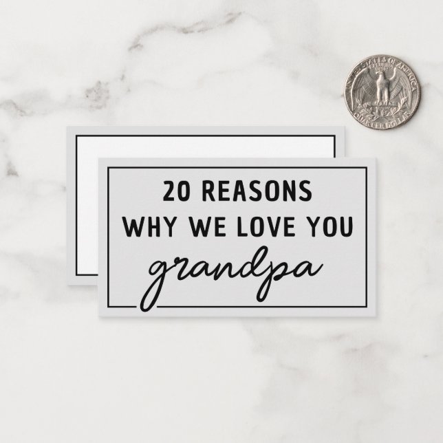 Reasons Why We Love You Grandpa Cute Note Card (Front/Back In Situ)