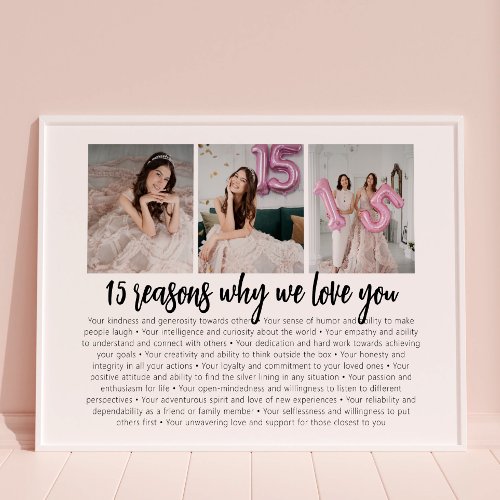 Reasons Why We Love You Quinceanera Birthday Gift Poster