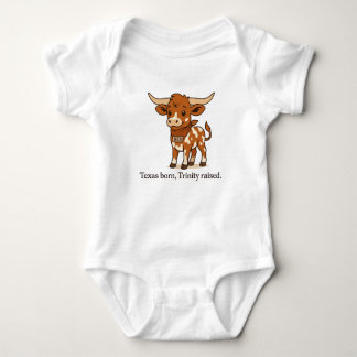 Reb the Longhorn – Texas Born. Trinity Raised Baby Bodysuit