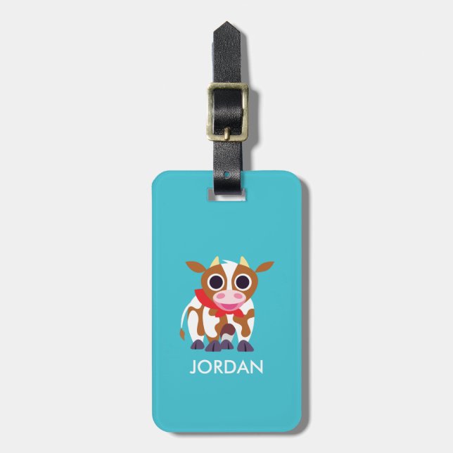 Reba the Cow Luggage Tag (Front Vertical)