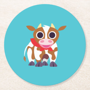 Reba the Cow Round Paper Coaster