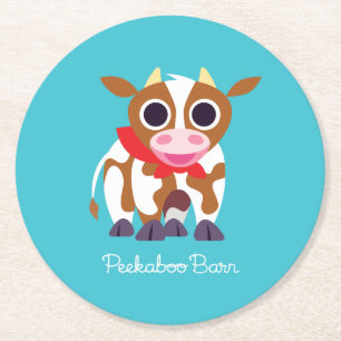 Reba the Cow Round Paper Coaster
