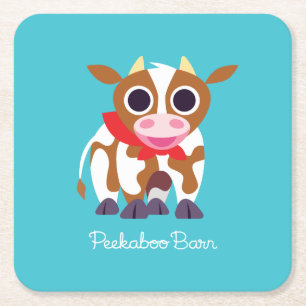 Reba the Cow Square Paper Coaster