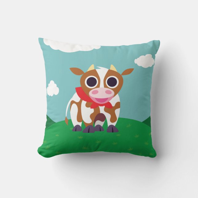 Reba the Cow Throw Pillow (Front)