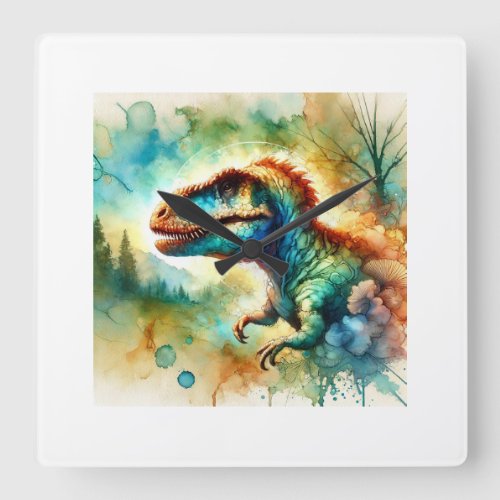 Rebbachisaurus 040724AREF103 _ Watercolor Square Wall Clock