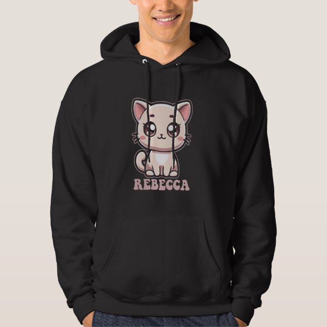 Rebecca Cute Kitty Cat Design for Girls Name Rebec Hoodie (Front)