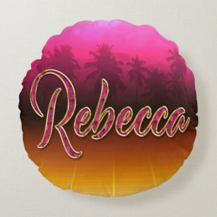 Rebecca first name name golden pink pillow