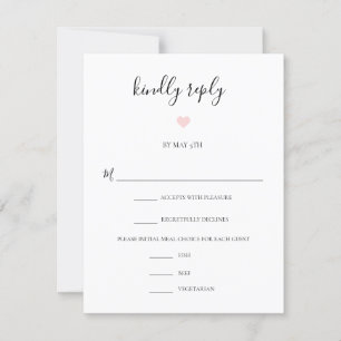Rebecca Modern Black Script Meal Choice Wedding RSVP Card
