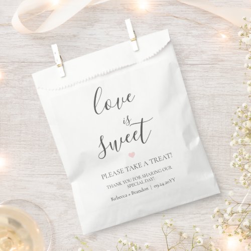 Rebecca Pink Heart Love is Sweet Wedding Candy Favor Bag