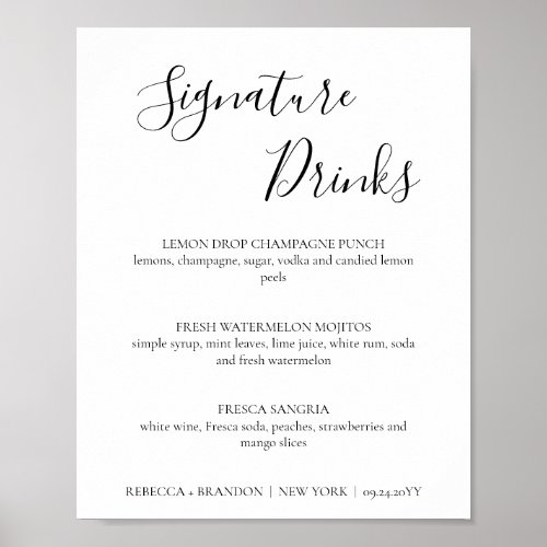 Rebecca Simple Signature Drinks Wedding Sign