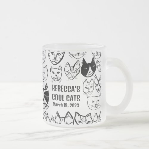 Rebeccas Cool Cats Cute Funny Cat CUSTOM  Frosted Glass Coffee Mug