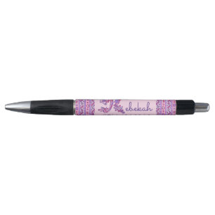 Rebekah name beginning with R heart flowers Pen