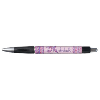Rebekah name beginning with R heart flowers Pen