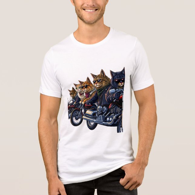 Rebel Cat Biker Gang Tri-Blend Shirt (Front)
