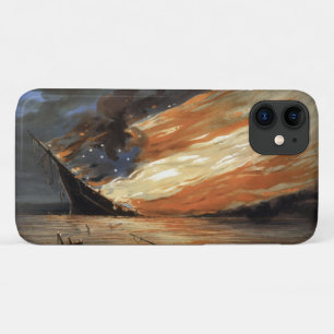 Rebel Civil War flagship on Fire of American flag iPhone 11 Case