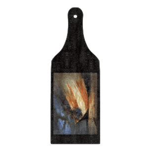 Rebel Civil War flagship on Fire of American flag  Cutting Board