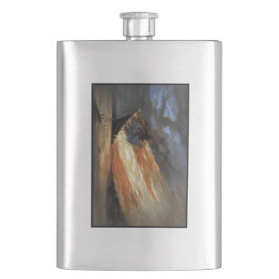 Rebel Civil War flagship on Fire of American flag Flask