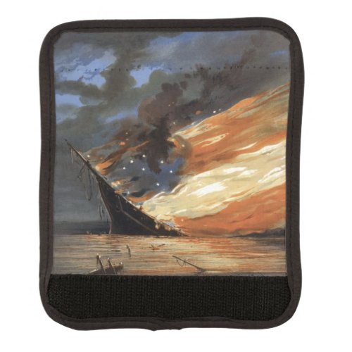 Rebel Civil War flagship on Fire of American flag Luggage Handle Wrap