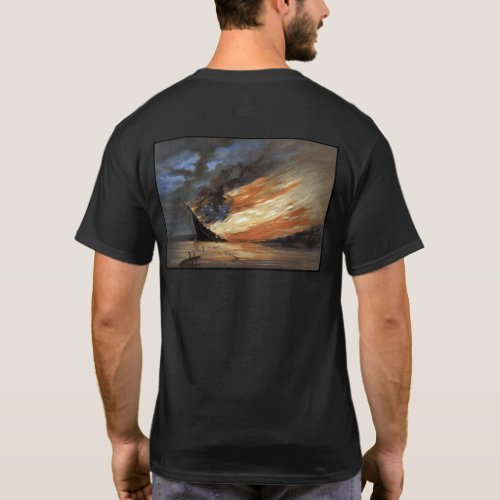 Rebel Civil War flagship on Fire of American flag T_Shirt