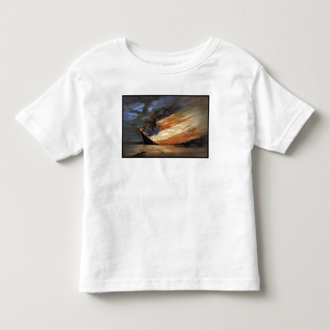 Rebel Civil War flagship on Fire of American flag Toddler T-shirt (Front)