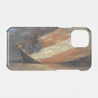 Rebel Civil War flagship on Fire of American flag iPhone 11 Pro Case