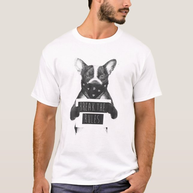 Rebel Dog Break The Rules Bandana Animal Lover T-Shirt (Front)