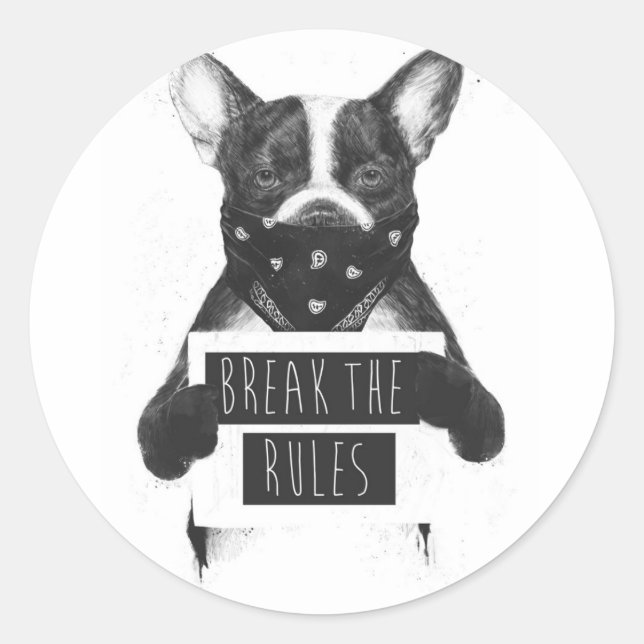Rebel dog classic round sticker (Front)