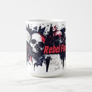 "Rebel Forever" - Edgy Skull Graphic Design Coffee Mug
