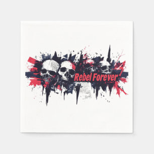 "Rebel Forever" - Edgy Skull Graphic Design Napkins