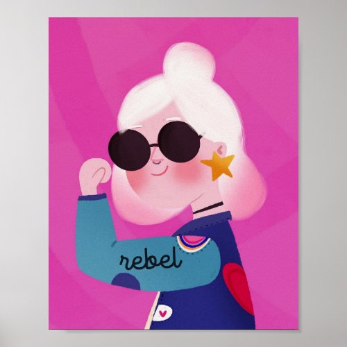Rebel girl cute portrait poster