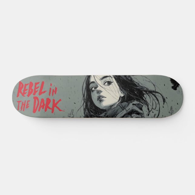 Rebel in the Dark Comic Book Style Design Skateboard (Horz)