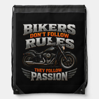 🏍️ Rebel Motorcycle Graphic For Custom Riders ☠️ Drawstring Bag