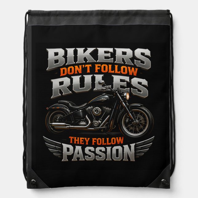 🏍️ Rebel Motorcycle Graphic For Custom Riders ☠️ Drawstring Bag (Front)