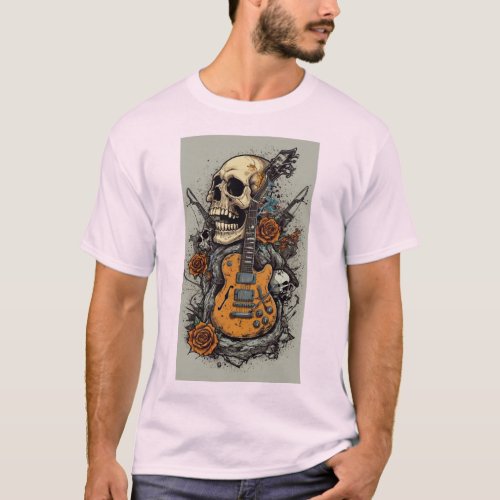 Rebel Rhythms Collection Skull  Crossbones Rock  T_Shirt