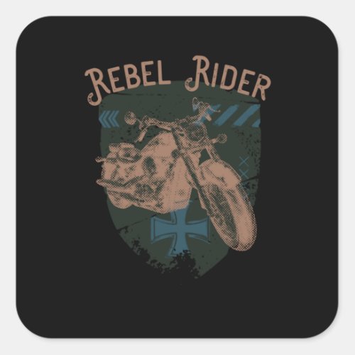 Rebel Rider Motorcycle Vintage Biker Square Sticker