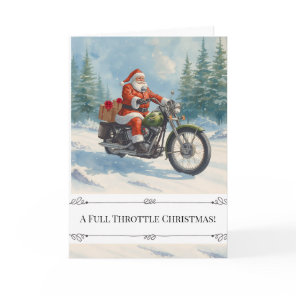 Rebel Santa on Motorcycle Christmas Holiday Card