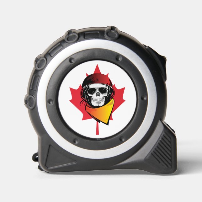 REBEL SKULL CANADIAN MAPLE LEAF ZOMBIE TAPE MEASURE (Front)