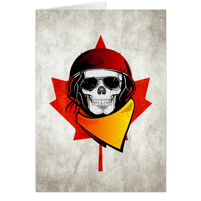 Rebel Skull Distressed Canadian Flag Cards (Front)