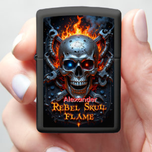Rebel Skull Dual-Eye Flame Zippo Lighter