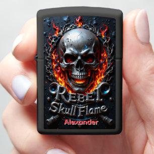 Rebel Skull Flame Gothic Zippo Lighter