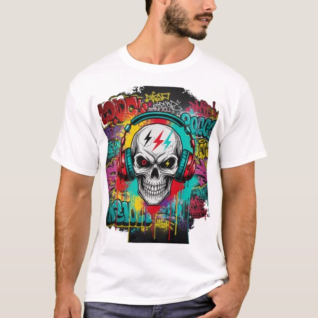 Rebel Skull Graffiti Explosion | Urban Streetwear  T-Shirt (Front)