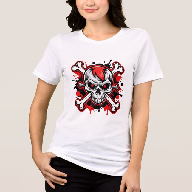 Rebel Skull Rock & Roll Band Logo T-Shirt Tri-Blend Shirt (Front)