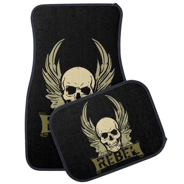 Rebel Skull With Wings Auto Floor Mat Set (Set)